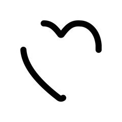 Heart, love symbol, playing card game, outline design. Black icon on white background