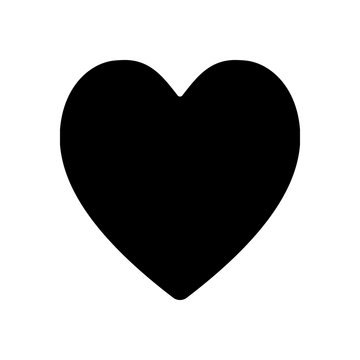 Heart, love symbol, playing card game. Black icon on white background