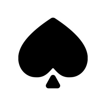 Spades, playing card game, outline design. Black icon on white background