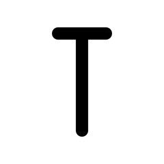 Letter T of alphabet, isolated outline symbol. Black icon on white background