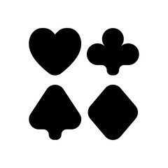 Playing card suits, poker club. Black icon on white background