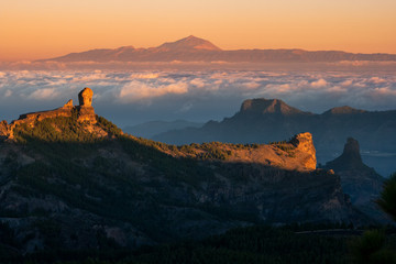 Amazing sunrise at the top of Gran Canaria island