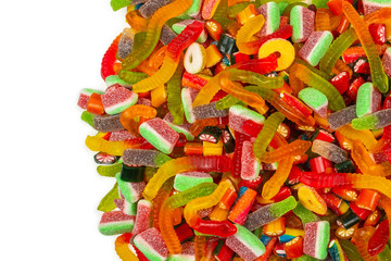 Fototapeta na wymiar Assorted gummy candies. Top view. Jelly sweets background.