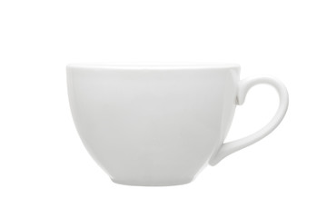 White ceramic tea cup with a minimalistic design and a round shape isolated on a white background. - Powered by Adobe