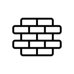 Brick wall, protection logo, outline design. Black icon on white background