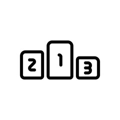 Winners podium, three levels, sport logo, outline design. Black icon on white background