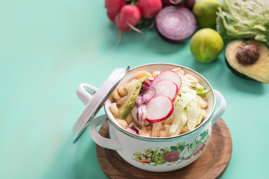 Pozole blanco typical food sudamerican