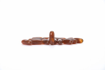 The taupe capsule is isolated in the white background