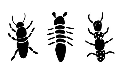 Insect simple icons set - vector collection of bugs symbols in thin line style