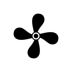Black fan and propeller icon. Flat vector illustration on white background