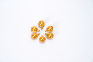 Top macro view of fragrance beads, translucent rose gold fragrance beads and freshener fragrance beads