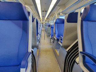 Amersfoort, Netherlands, March 18th 2020: Empty train due to people not wanting to use public transport during the Corona Virus Outbreak