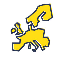 Stylized simple yellow outline map of Europe © ink drop
