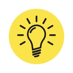 Lamp icon. lamp with yellow background. Vector illustration