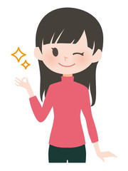 女性ポーズ　ガーリー