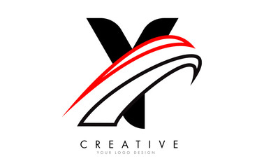Y letter logo with Black and Red Monogram Swashes Design.