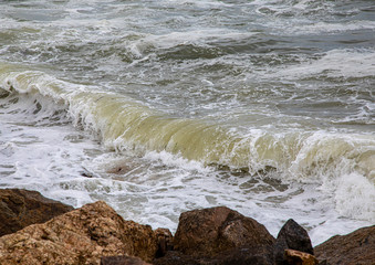 Waves near the city of Swakopmund at the Atlantic Ocean in Namibia