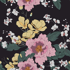 Obraz na płótnie Canvas Beautiful seamless floral pattern background.