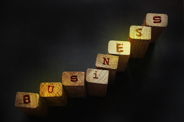 Business Concept with wooden blocks. Growing business startup concepts