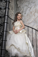 girl in a white elegant Victorian dress