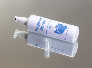 Hygiene spray bottleneck, empty, used up
