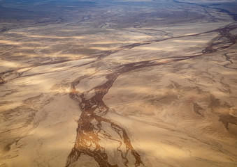 Aerial picture of the landscape of the Namib Desert in western Namibia