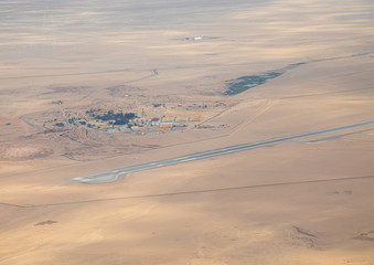 Aerial picture of the airport of Walfis Bay in western Namibia