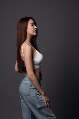 Sexy asian girl model, woman body contour, beautiful sexy asian