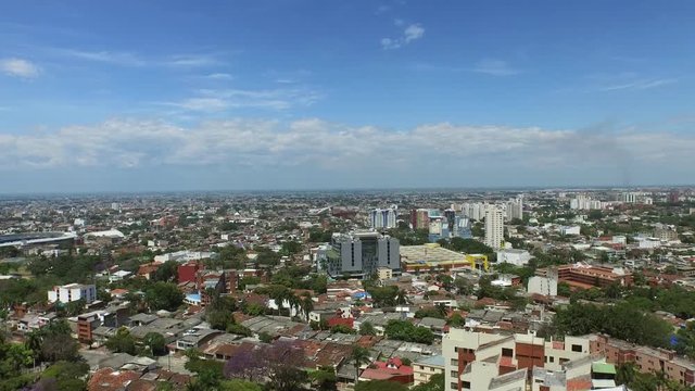 Colombia, Valle de Cauca, aerial panoramic view to the city. Summer time. Travelling around Colombia.