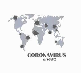 Fototapeta na wymiar Coronavirus, COVID-19 icon Vector illustration flat. World pandemic 2020. Wuhan syndrome. World map - rapid coronavirus disease - statistics