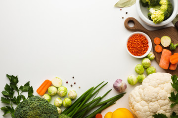 Flat lay mix of vegetables with copy space
