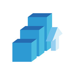 Fototapeta premium statistics bars with arrow isometric style icon
