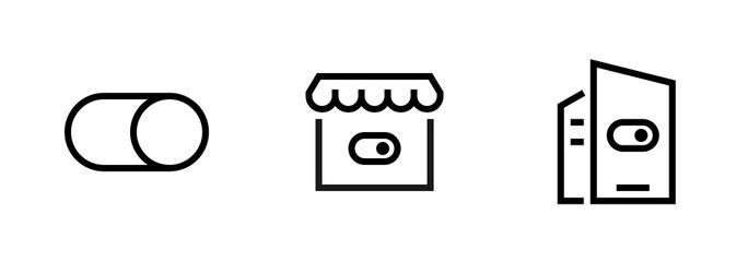 Set of three security icons. Editable line vector.