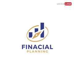 chart with compass, financial planning icon/symbol/Logo Design Vector Template Illustration