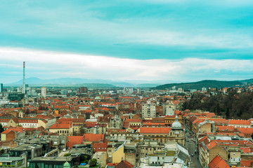 Fototapeta na wymiar Zagreb city aerial view, Croatia