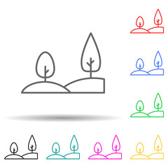 Hills multi color set icon. Simple thin line, outline vector of landspace icons for ui and ux, website or mobile application