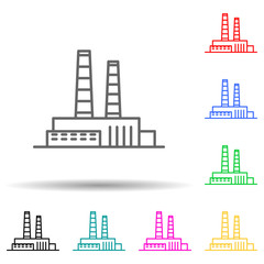 Obraz premium Factory multi color set icon. Simple thin line, outline vector of landspace icons for ui and ux, website or mobile application
