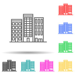 Town houses multi color set icon. Simple thin line, outline vector of landspace icons for ui and ux, website or mobile application
