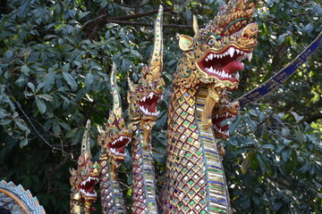 Naga (Dragon) Railing Statue, Wat Phra That, Doi Suthep, Thailand