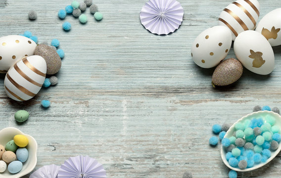  Easter Blue with eggs for postcard, Easter egg