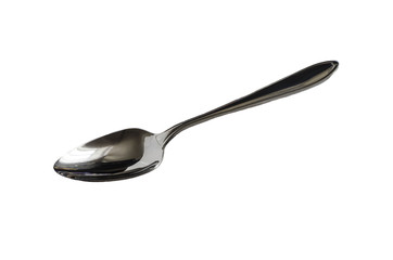 shiny metal spoon on a white background close up of isolate