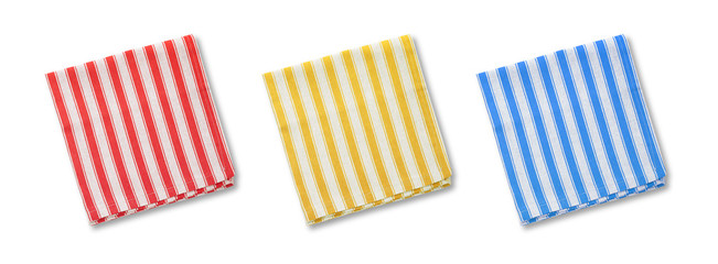 Napkins isolated on white top view mockup. Set