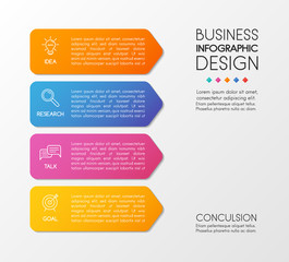 Infographic with 4 steps. Vertical business diagram. Vector