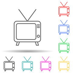 Relaxation in watching tv multi color set icon. Simple thin line, outline of relaxation icons for ui and ux, website or mobile application