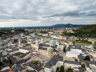 Fototapeta na wymiar Salzburg, Austria - Oct 10th, 2019: Salzburg Cathedral is the seventeenth-century Baroque cathedral of the Roman Catholic Archdiocese of Salzburg in the city of Salzburg, Austria