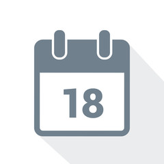 simple calendar icon 18 on white background vector illustration EPS10
