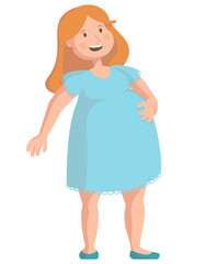 Pregnant woman. Character in cartoon style isolated on white background.