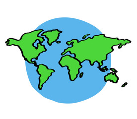 Planet earth on a white background. Continent. Vector illustration.