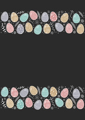 Template of an Easter background with decorative eggs and copyspace. Vector