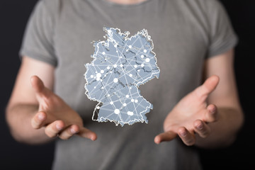 germany map digital in hand 3d